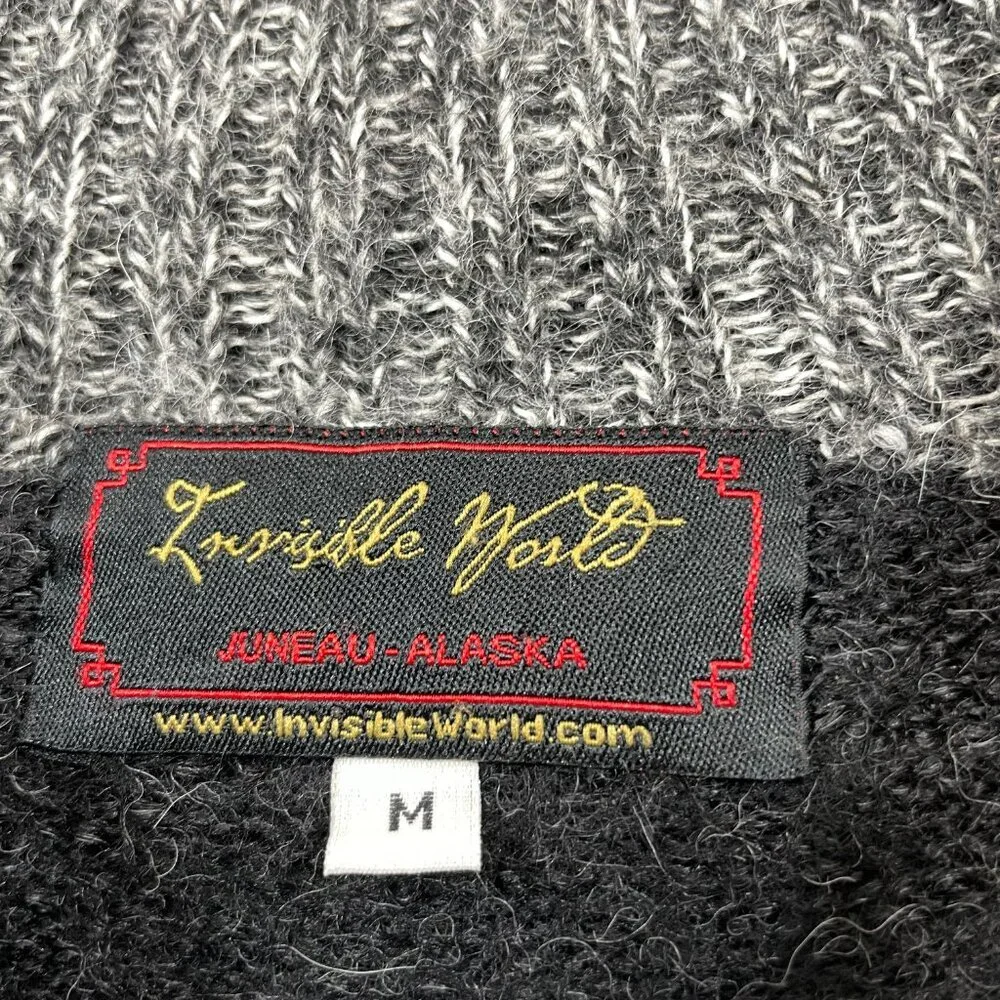 Invisible‎ World Men's Size M Alpaca Zip-Front Mock Neck Cardigan Sweater Gray